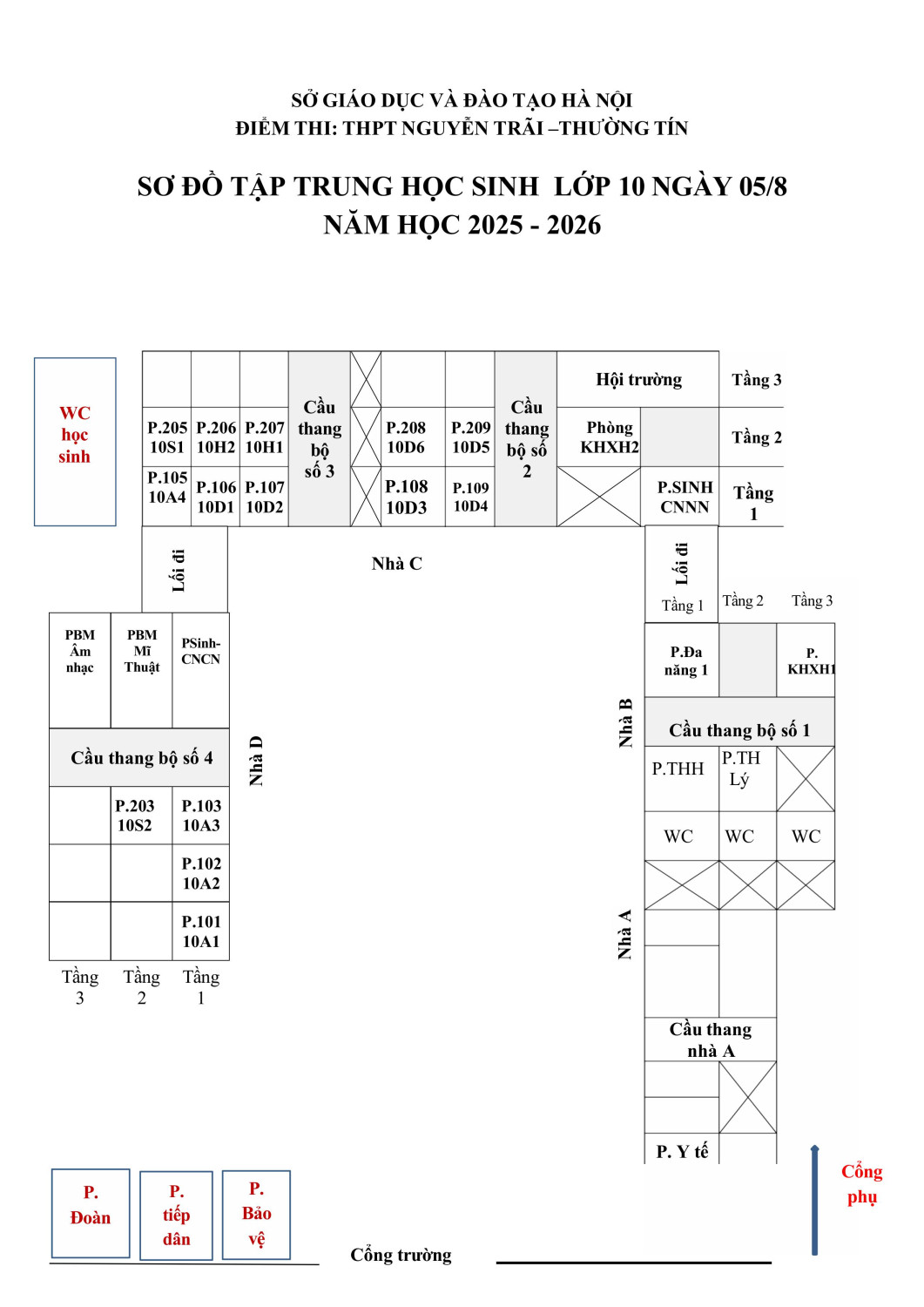 Sơ đồ phòng tập trung lớp 10